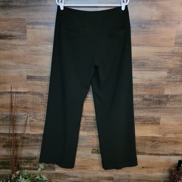 Vtg dressbarn Trouser Pants Size 8 Wide Leg Cuffed Mid Rise Y2K Stretch Preppy - Picture 2 of 9
